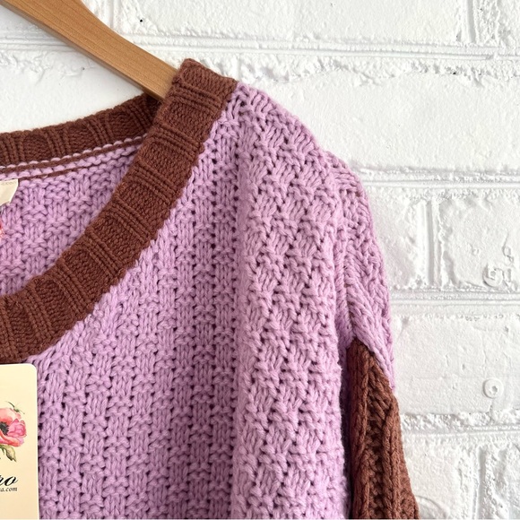 NWT Cream, Brown and Purple Sweater | Size Medium - Picture 8 of 10